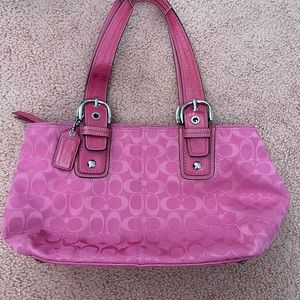 7 Coach PINK SOHO Signature Jacquard SATCHEL